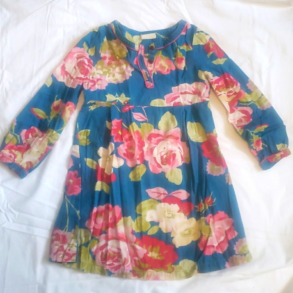 Mini Boden Blue floral front button dress